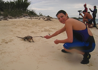 February 5, 2012<br>Kate feeding iguana.